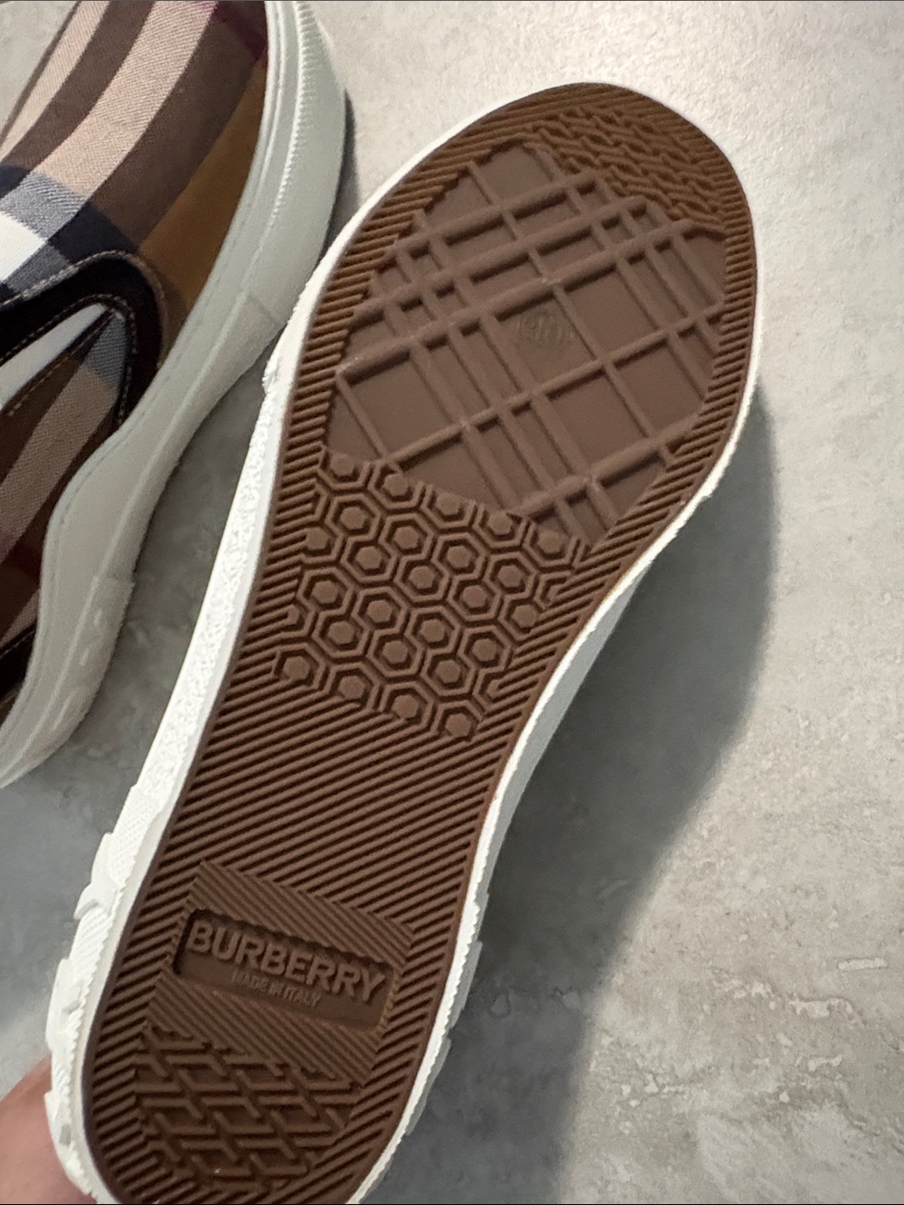 Burberry Plaid Slip-On Sneakers - Brown/Black/White/Pink - Picture 2 of 2